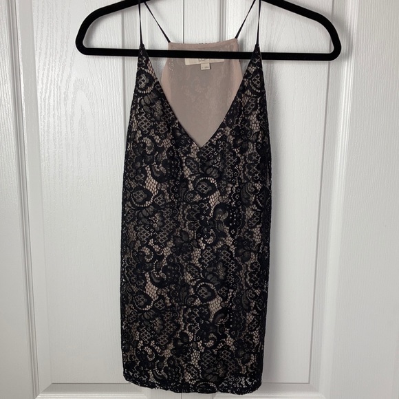 LOFT Tops - LOFT Black Lace over Nude Shell Top